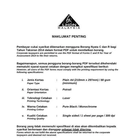 Document preview: Memahami Keperluan Cetakan Borang untuk Pembayar Cukai — Proses pentadbiran