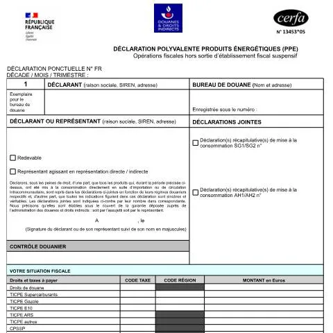 Aperçu du document Formulaire 13453*04 : procédure de régularisation douanière — Démarches administratives (CERFA n°13453*04)