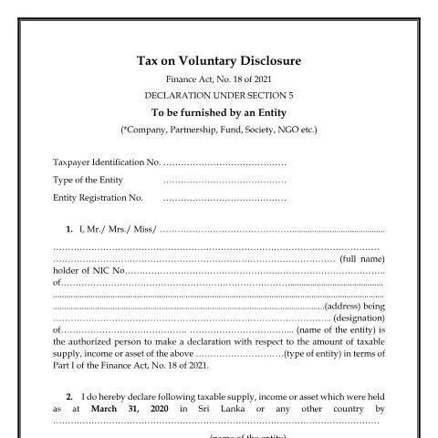 Document preview: Understanding the Tax on Voluntary Disclosure Form for Entities — Taxes