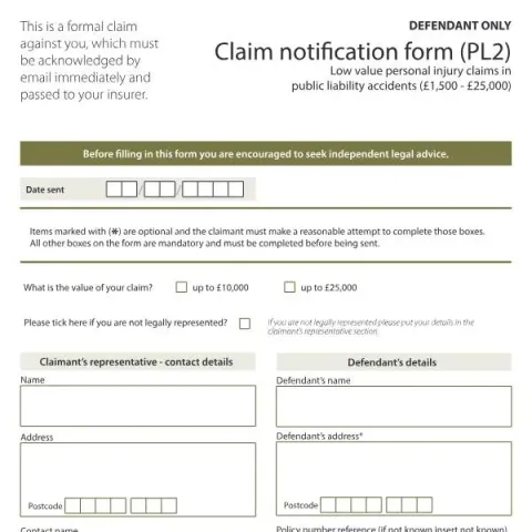 Document preview: Understanding Form PL2 in Personal Injury Claims — Legal & justice (PL2)