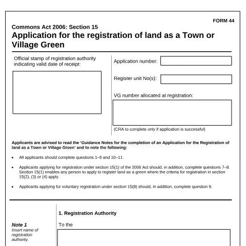 Document preview: How to Apply for Town and Village Green Registration in the UK — Government & admin