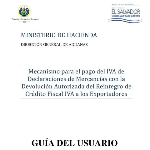 Vista previa del documento Guía para el pago del IVA en importaciones en El Salvador — Impuestos (CERFA n°700-DGA-GA-2015-MECAN)