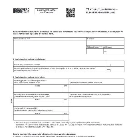 Document preview: Ymmärrä elinkeinotoiminnan koulutusvähennys (3008) — Verot & verotus (CERFA n°Vero 3008)