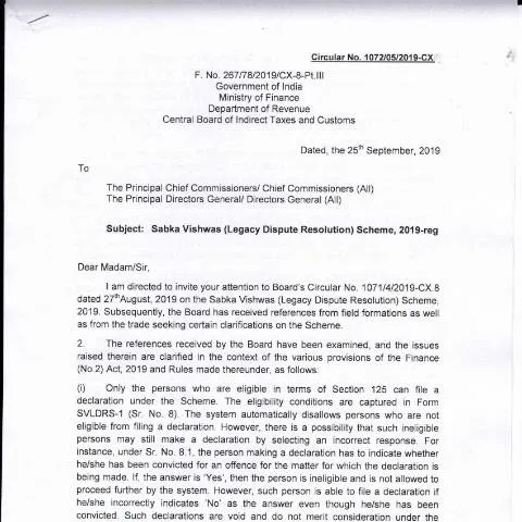 Document preview: Official Circular on Legacy Dispute Resolution Scheme 2019 — Government & admin (CERFA n°circ-dated-25092019-signed)
