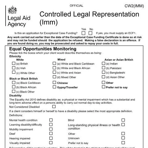 Document preview: UK Immigration Legal Aid: CW2(IMM) Application Process Explained — Legal & justice