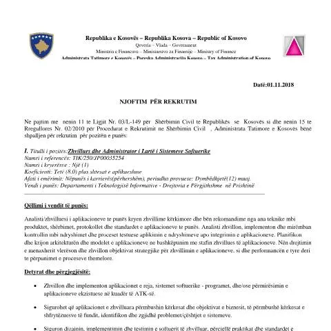 Document preview: Rëndësia e Njoftimit për Rekrutimin në Kosovë — Punë & punësim