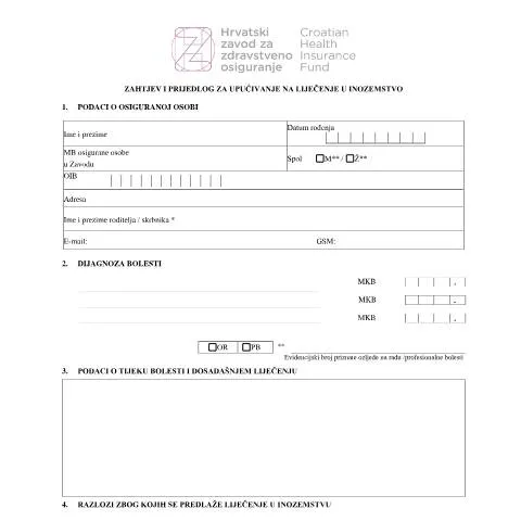 Document preview: Razumijevanje Obrasca ZahLijeIno 04122017 za Prekograničnu Zdravstvenu — Zdravlje (CERFA n°ZahLijeIno 04122017)