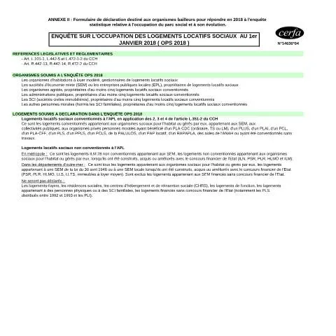 Aperçu du document Contrôle des logements sociaux : comprendre l'enquête annuelle — Logement (CERFA n°14636*04)
