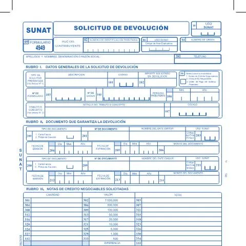 Vista previa del documento Formulario para devolución de pagos indebidos en Perú — Trámites administrativos (CERFA n°4949)