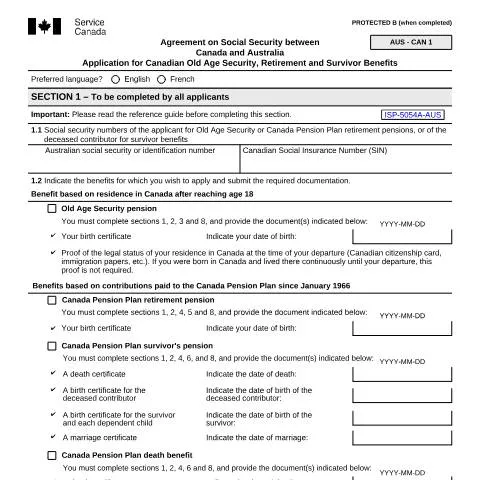 Document preview: Navigating Your Benefits Application Under the Australia/Canada — Retirement & pension (CERFA n°ISP5054-AUS)