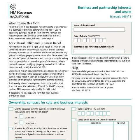 Document preview: Navigating the IHT413 for Inheritance Tax Responsibilities — Taxes