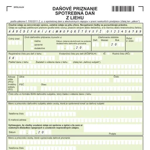 Document preview: Dôležitosť podania daňového priznania SPDLHv24 pre podnikateľov — Administratívne úkony (CERFA n°SPDLHv24)