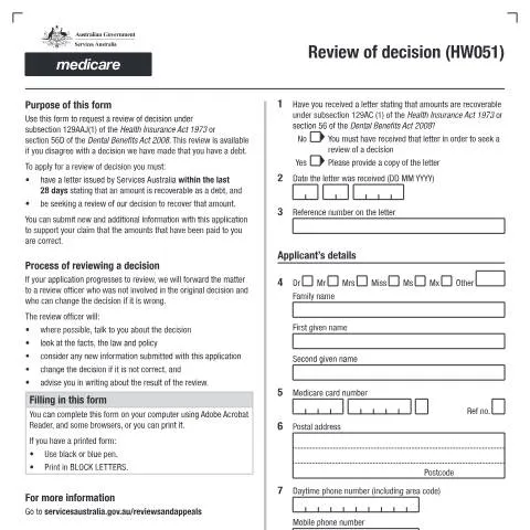 Document preview: Understanding the Medicare Decision Review Process in Australia — Health (CERFA n°HW051)