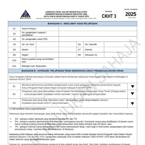 Document preview: Peranan Borang CKHT 3 dalam Pengurusan Cukai Harta Tanah — Cukai & percukaian (CERFA n°CKHT 3)