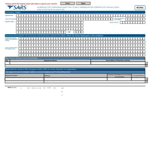 Document preview: Understanding the RCH01 Schedule for Headquarter Companies — Government & admin (CERFA n°RCH01)
