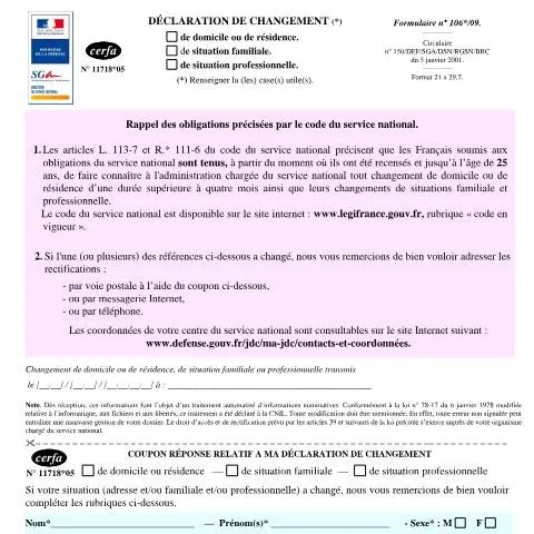 Aperçu du document Comment déclarer un changement de situation au CSNJ — Démarches administratives (CERFA n°11718*05)