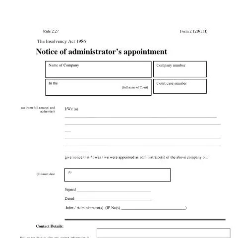 Document preview: Understanding the Notice of Administrator's Appointment in Business — Legal & justice