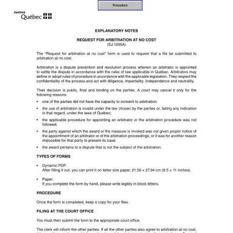 Document preview: Free Arbitration Request Form for Small Claims Disputes — Legal & justice (SJ-1295A)