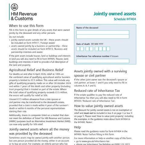 Document preview: Joint Asset Inheritance Tax: Understanding Your IHT404 Obligations — Taxes