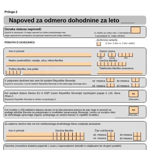 Document preview: Vse, kar morate vedeti o napovedi za odmero dohodnine — Davki & obdavčitev (CERFA n°Doh-Odm)