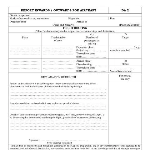 Document preview: Understanding the DA 2 Report for Aircraft Movements — Government & admin (CERFA n°DA 2)