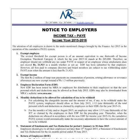Document preview: Understanding the PAYE Notice to Employers - Key Updates — Taxes (PAYE-NoticeEmployers160615)