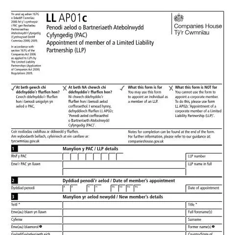 Document preview: Understanding the LL AP01c Form for LLP Membership Appointments — Business