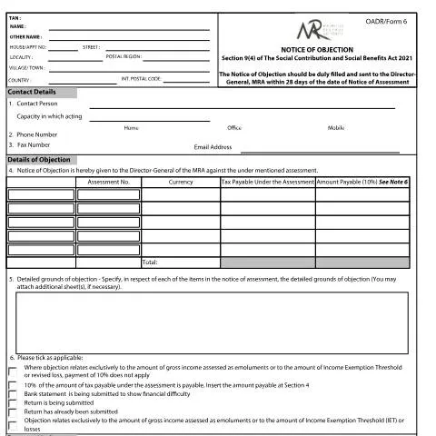 Document preview: Navigating Unpaid Social Contributions with OADRD Form 06 — Taxes (OADRDForm6)
