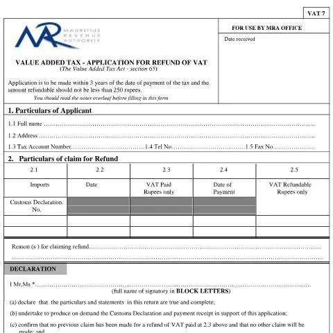 Document preview: Mastering the VAT 7 Form for Effective Tax Management — Taxes (CERFA n°FormVAT7)