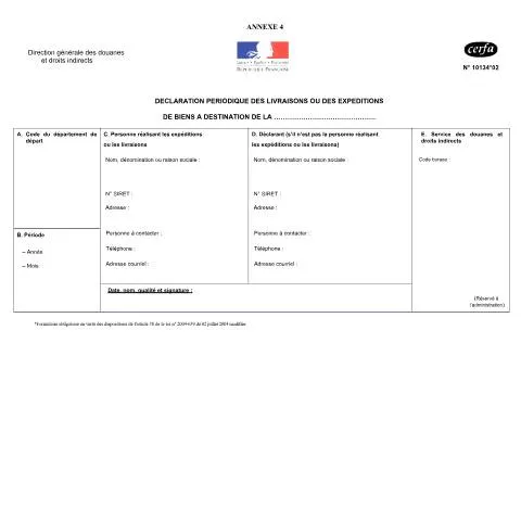 Aperçu du document Formulaire 10134*02 : Déclaration des flux commerciaux antillais — Démarches administratives (CERFA n°10134*02)