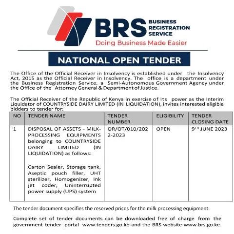 Document preview: Essential Guide to Countryside Dairy Limited Tender Notice — Government & admin (CERFA n°Tender-Notice-COUNTRYSIDE-DAIRY-LIMITED5)