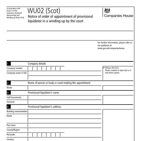 Document preview: Understanding the WU02 (Scot) Notice for Scottish Companies — Business