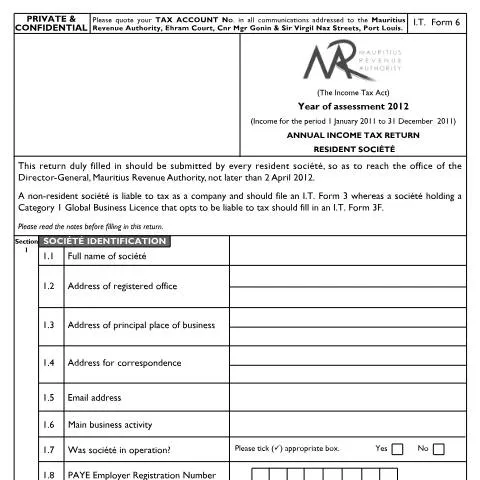 Document preview: The Importance of the 2012 Annual Income Tax Return for Businesses — Government & admin (CERFA n°Societe2012Form06)
