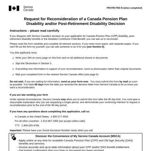 Document preview: Understanding the Reconsideration Process for CPP Disability and — Work & employment (CERFA n°ISP1145)
