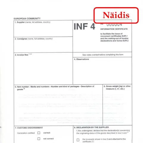 Document preview: Teabesertifikaat INF 4: Tollikaubavahetuse alused — Toll ja impordi-ekspordi (CERFA n°INF4)