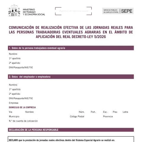 Vista previa del documento Guía para comunicar jornadas reales en el sector agrario — Trámites administrativos