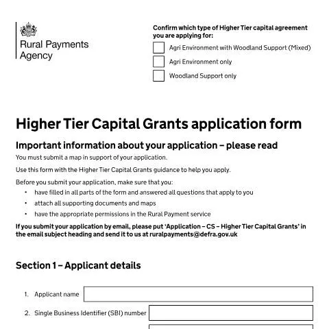 Document preview: How to Apply for Higher Tier Capital Grants in England — Government & admin
