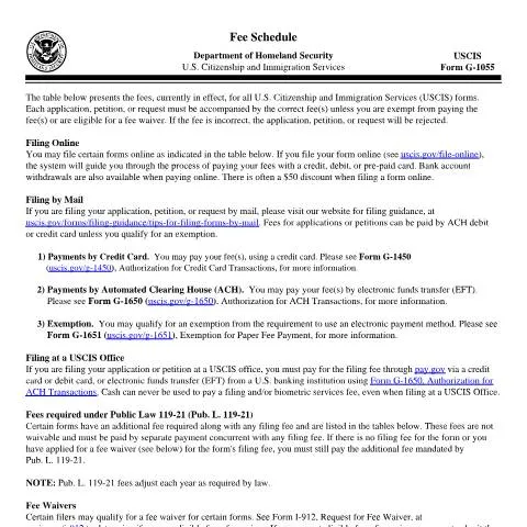 Document preview: Essential Insights on USCIS Form G-1055 for Applicants — Government & admin (CERFA n°G-1055)
