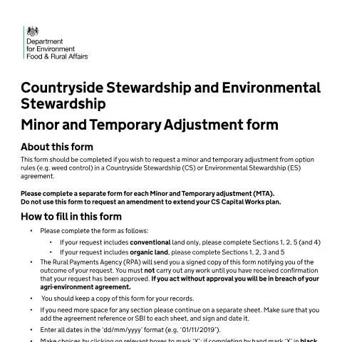 Document preview: Minor and Temporary Adjustment Form: Navigate Environmental Rules — Government & admin