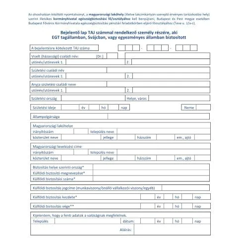 Document preview: Egészségbiztosítási bejelentő lap NEU.70.K kézi kitöltése — Egészség (CERFA n°NEU.70.K)