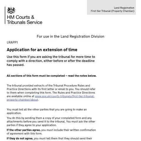 Document preview: How to Apply for Time Extensions in Property Tribunal Cases — Legal & justice