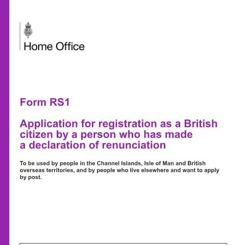 Document preview: How to Regain British Citizenship Using Form RS1 — Immigration & visas