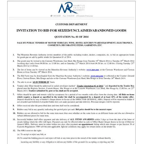 Document preview: Understanding the Invitation to Bid - Quotation 01 of 2014 — Government & admin (Invitationtobid-Q1of2014)