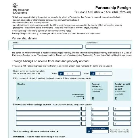 Document preview: UK Partnership Foreign Income Reporting: SA802 Form Requirements — Taxes