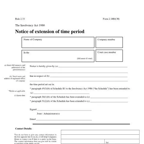 Document preview: Understanding the 2.18B(CH) Extension of Time Period Notice — Government & admin