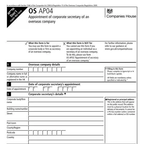 Document preview: Guide to Appointing a Corporate Secretary with OS AP04 — Business