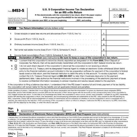 Document preview: The Essential Guide to IRS Form 8453-S for Corporations — Taxes (CERFA n°8453S)