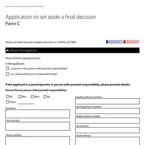 Document preview: Guide to Applying to Set Aside a Final Decision in SEND Tribunal — Legal & justice