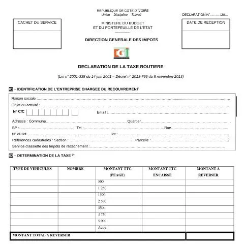 Aperçu du document Comprendre la Taxe Routière en Côte d'Ivoire — Impôts & fiscalité