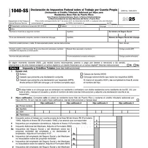 Document preview: Understanding IRS Form 1040-SSS for Self-Employed Individuals — Taxes (CERFA n°1040SSS)